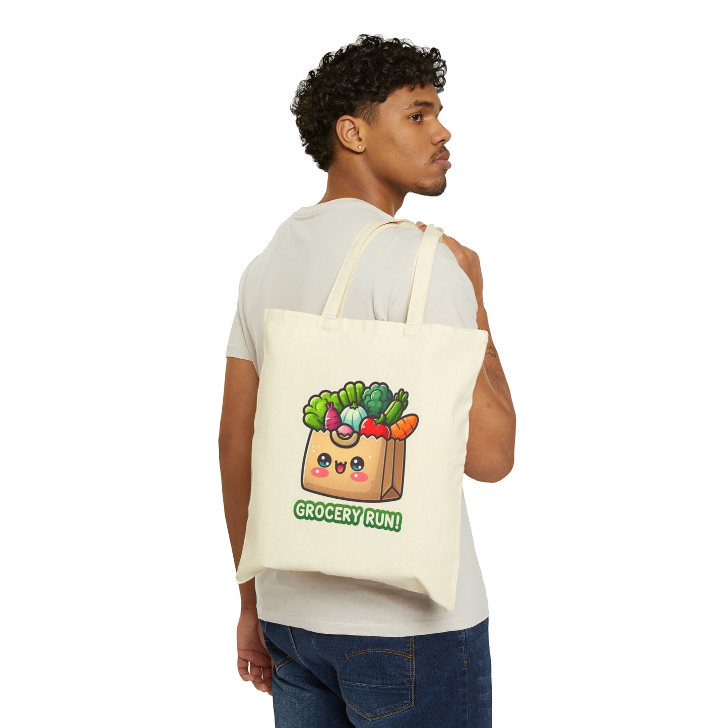 Grocery Run Cotton Canvas Tote Bag