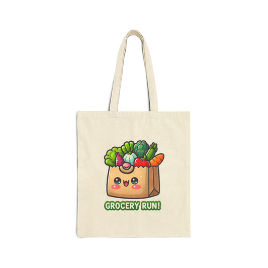Grocery Run Cotton Canvas Tote Bag