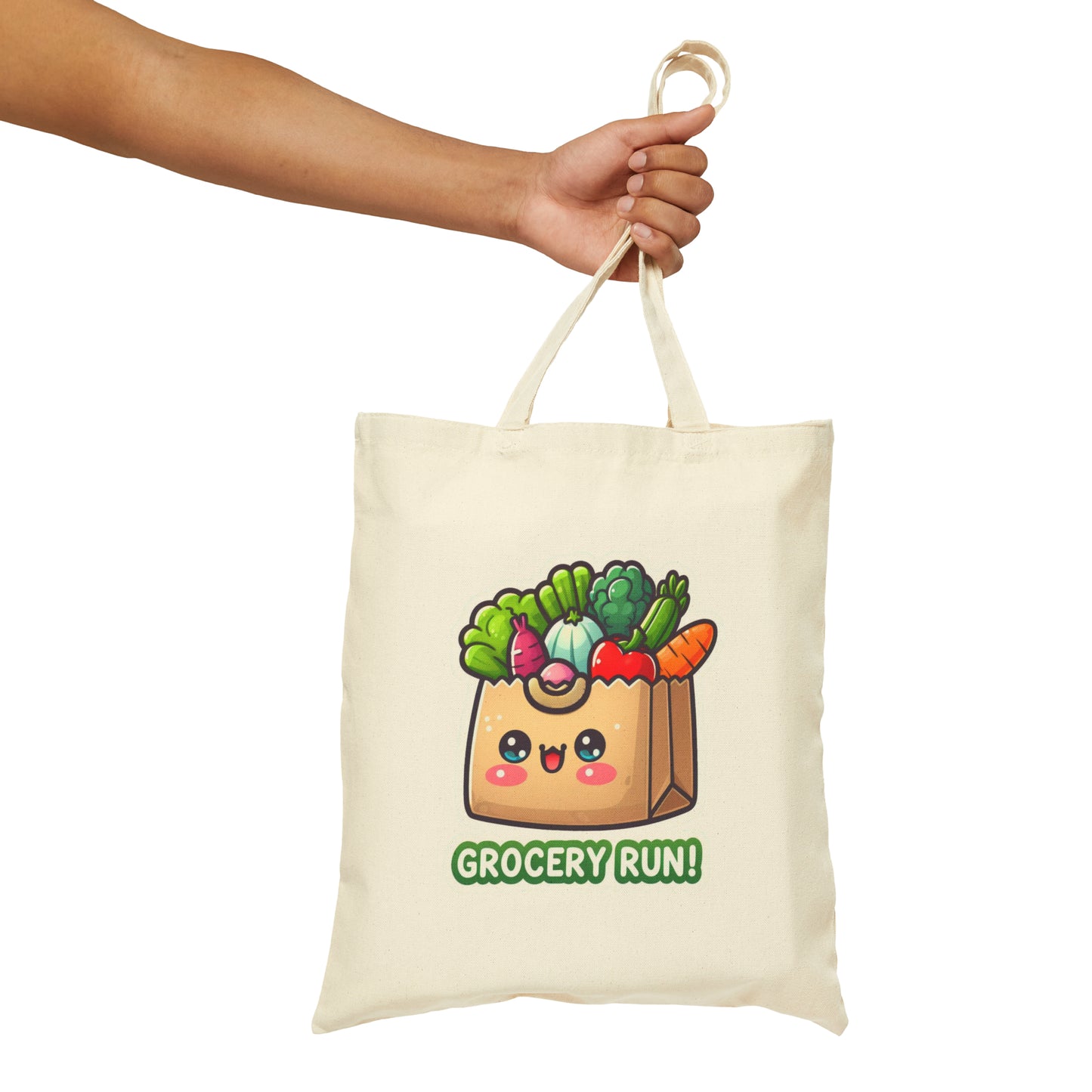 Grocery Run Cotton Canvas Tote Bag